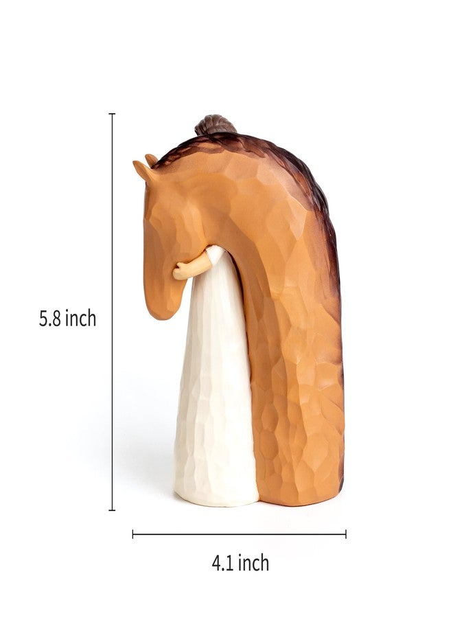 DANVON Sculpted Animal Friendship Figure,Resin Figure Cast Original Carving and Painted by Hand(Girl Embracing Horse) - Image 2